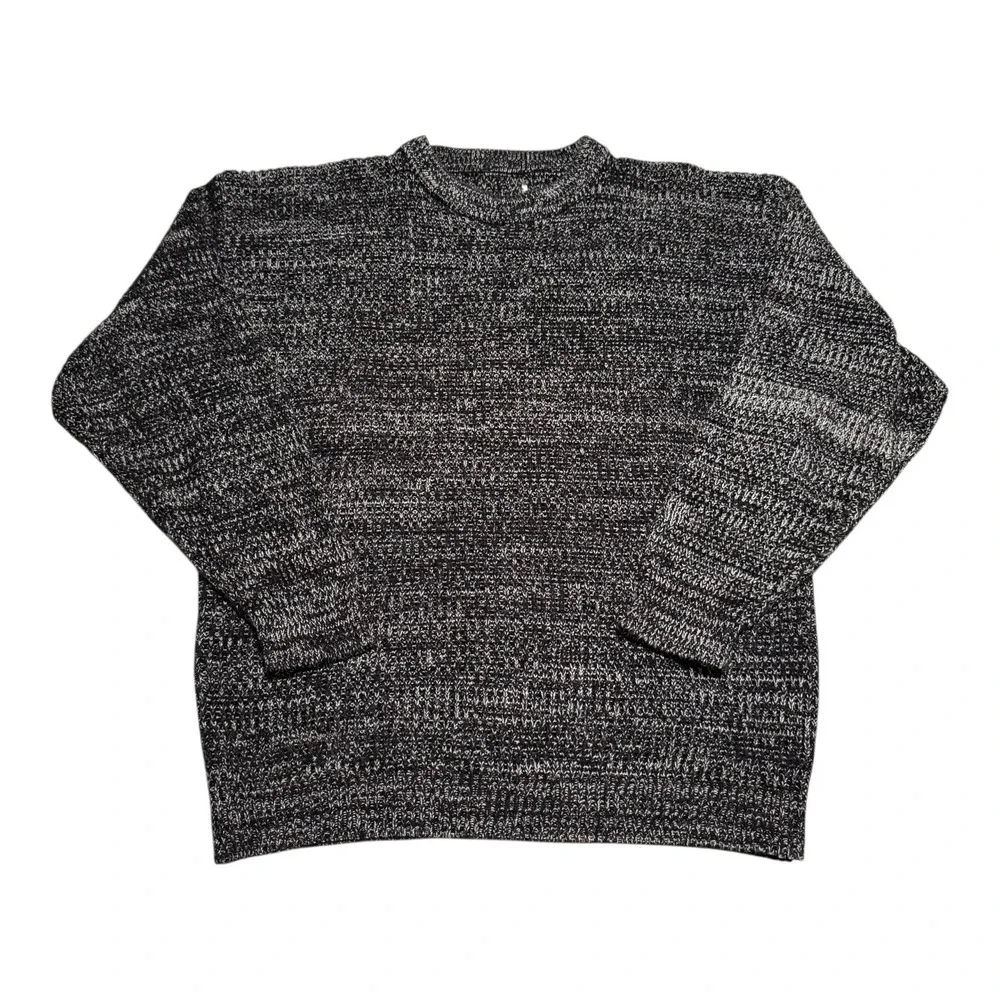 Vintage 90s Knit White/Gray/Black Crewneck Pullover Sweater Men's Large